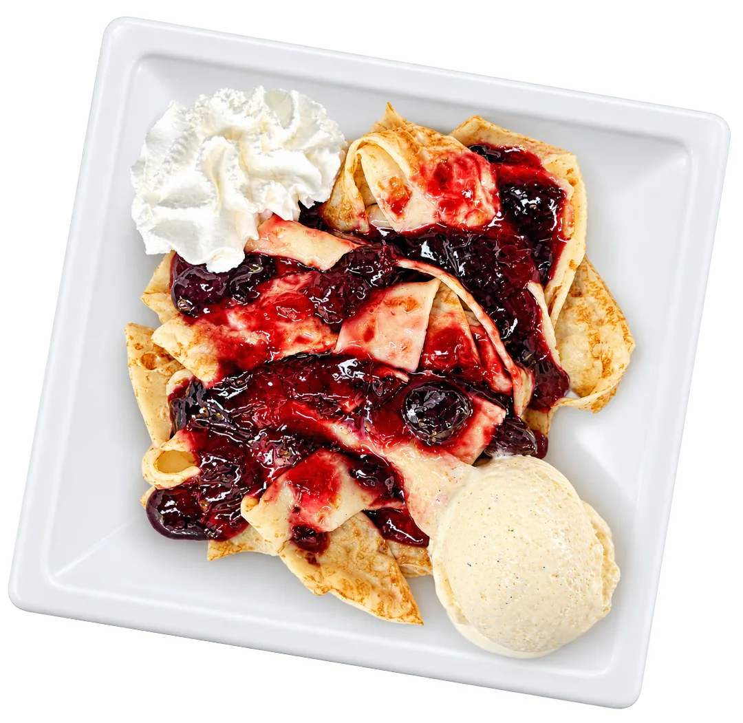 Clătite cu dulceață de vișine